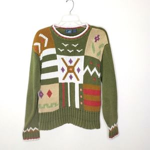 Vintage LizWear Sport Southwest Aztec Western Style Sweater Size Small